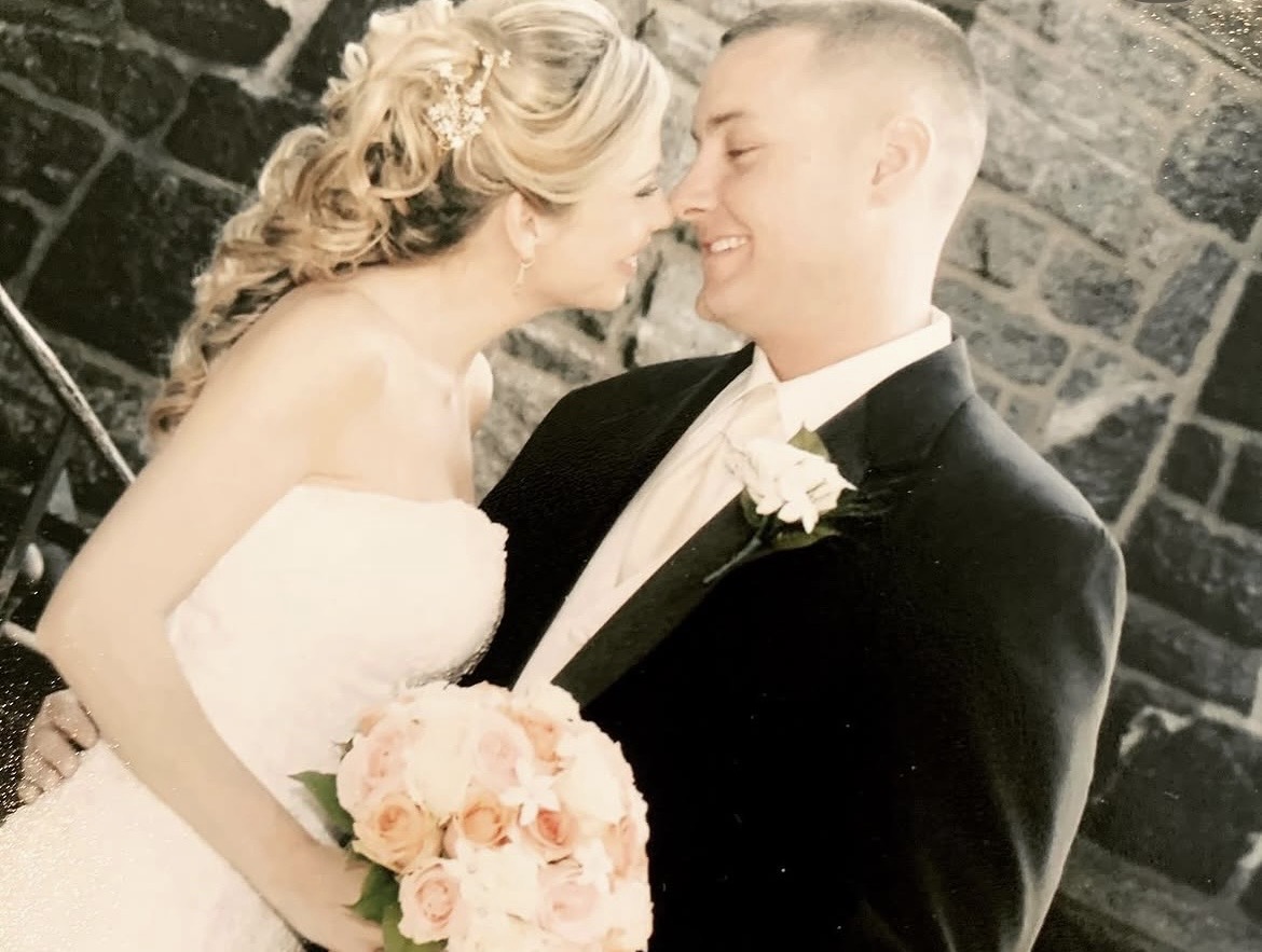 Bernadette and her husband Keith on their wedding day